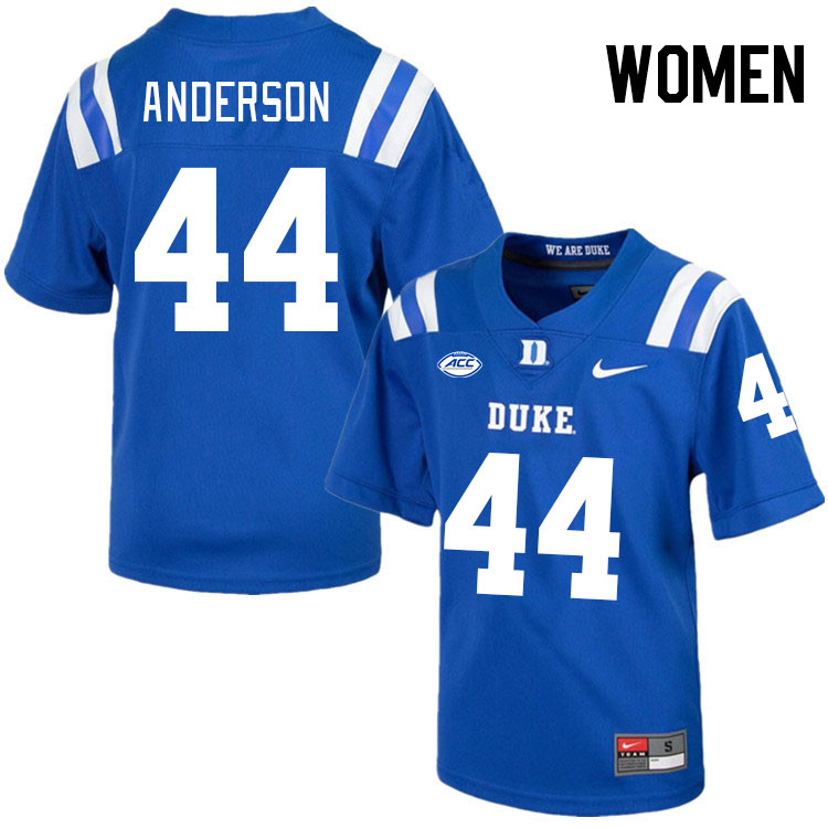 Women #44 David Anderson Duke Blue Devils College Football Jerseys Stitched-Royal